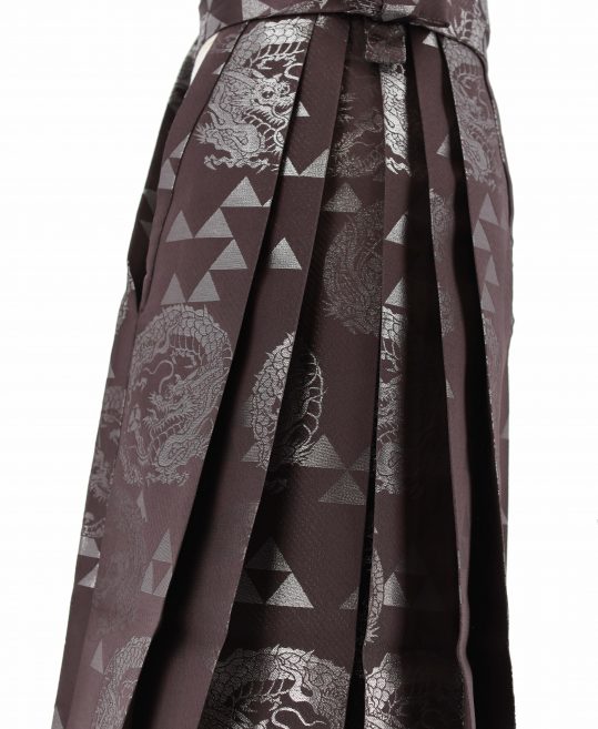 男性用袴単品レンタル(成人式・結婚式・卒業式)小豆色・銀の鱗文様と龍[身長170cm]No.215